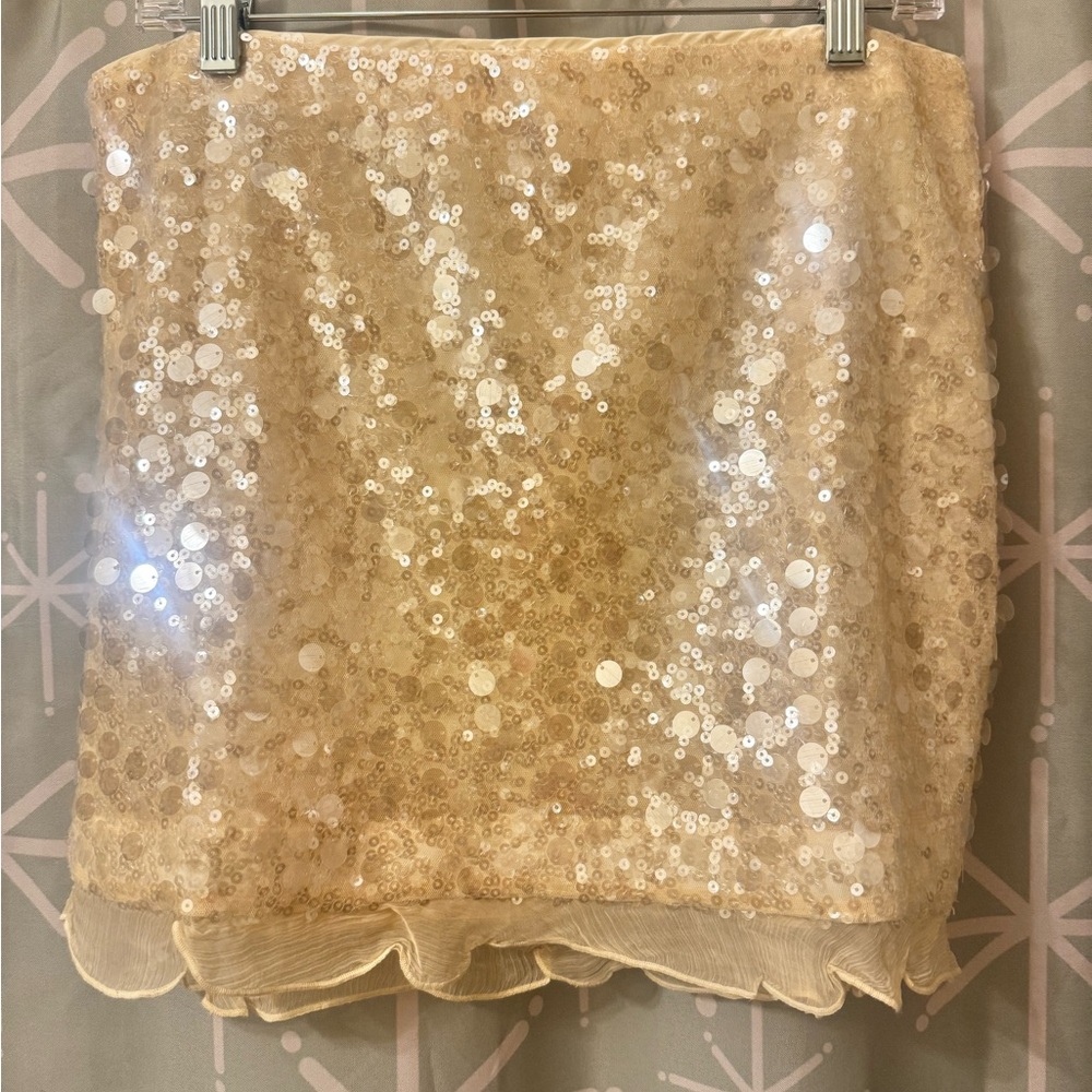 Sequin Mini Skirt in Champagne - Women's Skirt